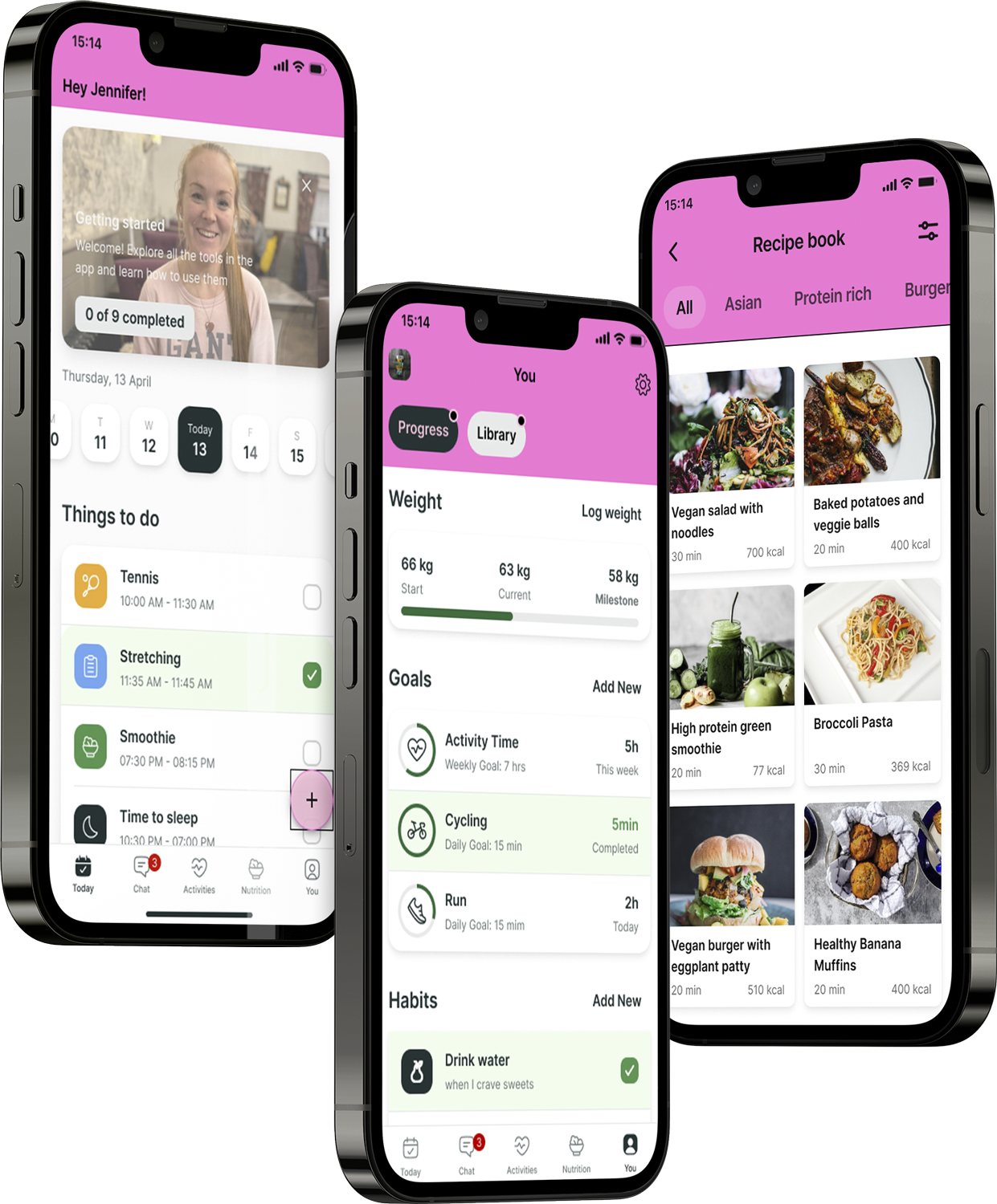A mockup of the coaching app showcasing the features.